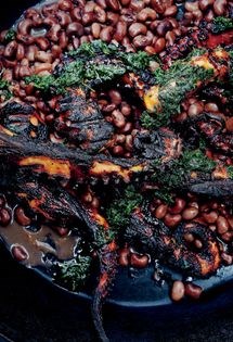 Grilled octopus with braised black-eyed peas
