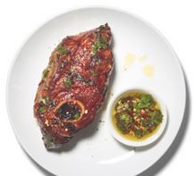 Grilled or broiled lamb with mint chimichurri