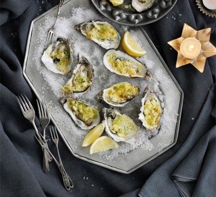 Grilled oysters with fennel and lemon butter
