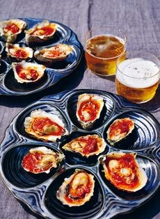 Grilled oysters with fermented chile butter