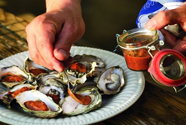 Grilled oysters with homemade BBQ sauce