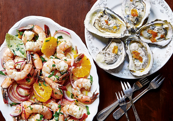 Grilled oysters with pecorino and shaved bottarga