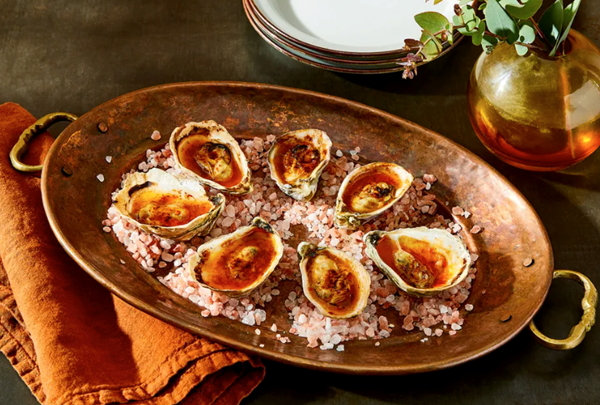 Grilled oysters with Sichuan chili butter