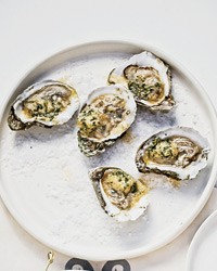 Grilled oysters with Tabasco-leek butter