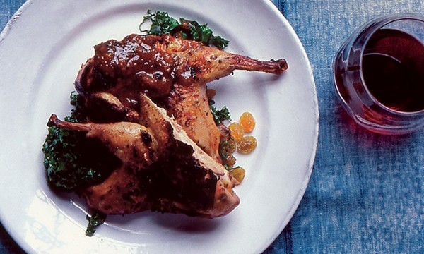 Grilled partridge, orange and lemon marinade