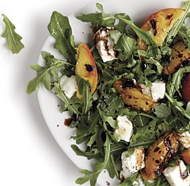 Grilled peach and buffalo mozzarella salad