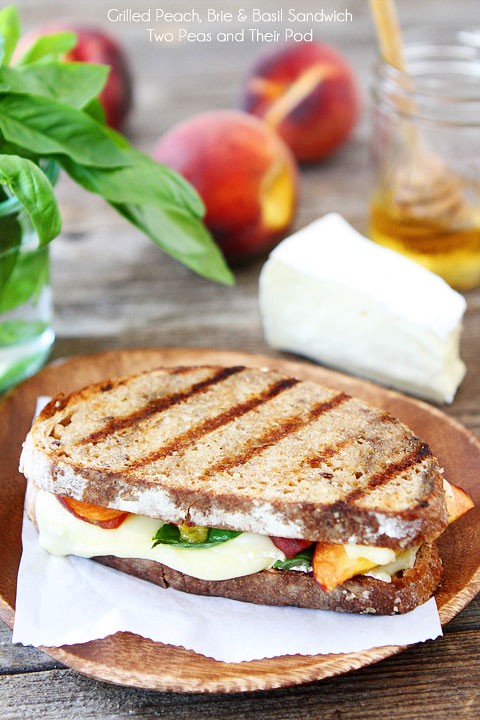 Grilled peach, Brie & basil sandwich