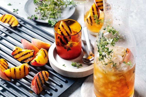 Grilled peach iced tea