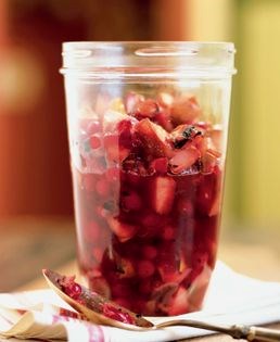 Grilled pear and cranberry compote