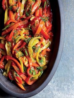 Grilled peppers with dill