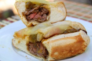 Grilled Philly cheese steak sandwiches