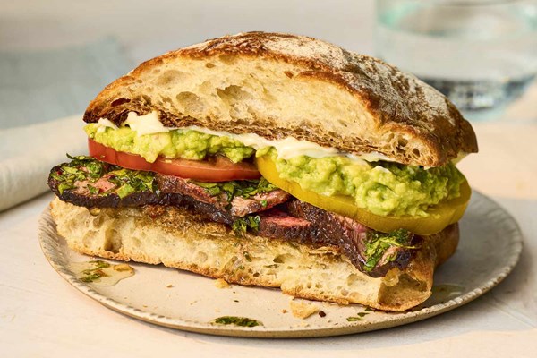 Grilled picanha sandwich with chimichurri