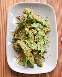 Grilled pickled carrots with charmoula and almonds