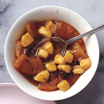 Grilled pineapple and banana sauce with honey and lime