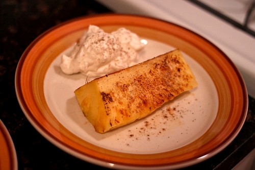 Grilled pineapple with cardamom whipped cream