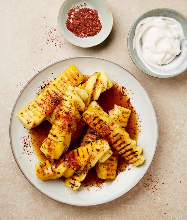 Grilled pineapple with maple lime dressing