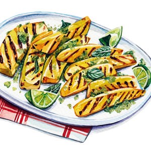 Grilled pineapple with mint sugar