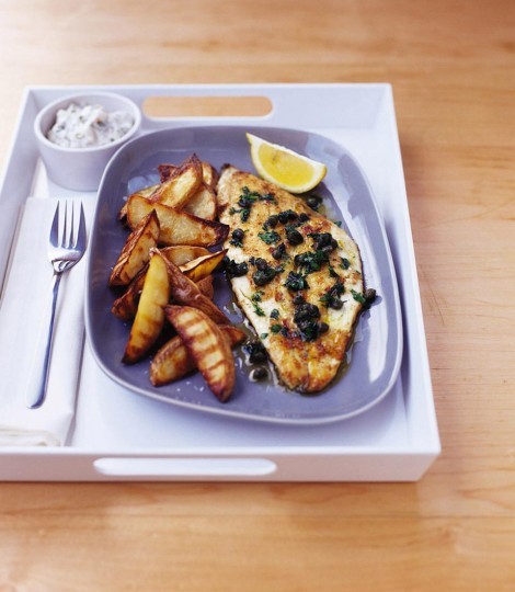 Grilled plaice with potato wedges