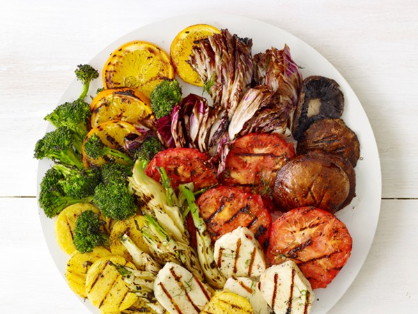 Grilled polenta and veggies