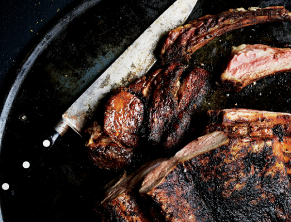 Grilled porcini-rubbed rack of veal