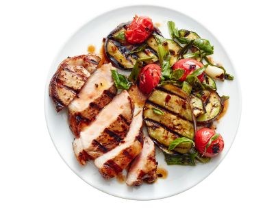 Grilled pork and ratatouille