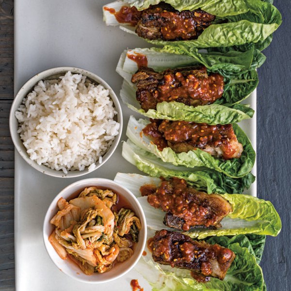 Grilled pork belly with spicy-sweet Korean glaze