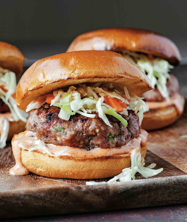 Grilled pork burgers
