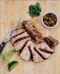 Grilled pork chops with apple chutney