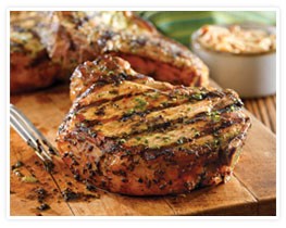 Grilled pork chops with basil-garlic rub