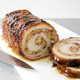Grilled pork loin with apple-cranberry filling