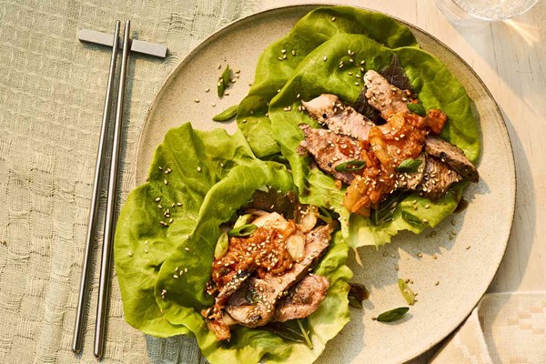 Grilled pork shoulder bo ssam