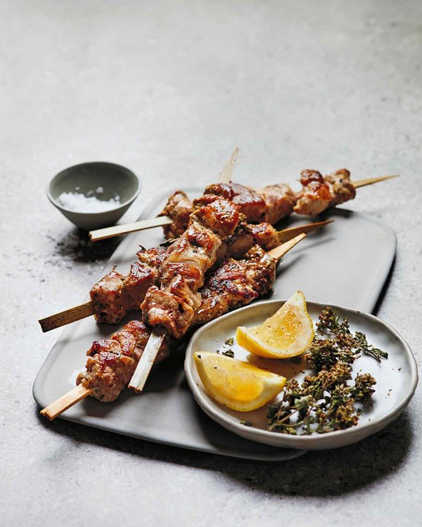 Grilled pork skewers