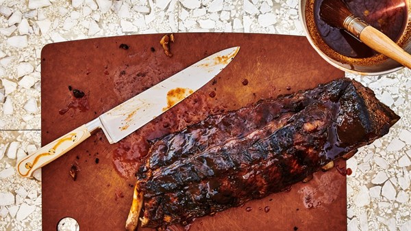 Grilled pork spareribs with gochujang barbecue sauce
