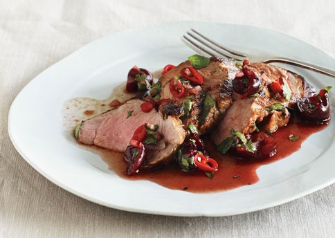 Grilled pork tenderloin with cherry salsa