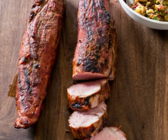 Grilled pork tenderloin with grilled pineapple-red onion salsa