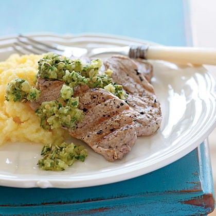 Grilled pork tenderloin with salsa verde