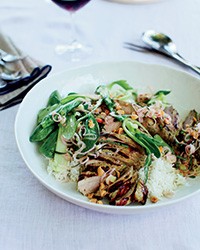 Grilled pork with coconut rice and lemongrass sambal