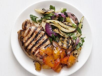 Grilled pork with nectarines