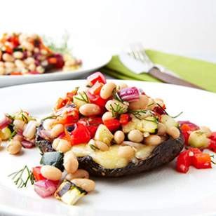 Grilled portobellos with chopped salad