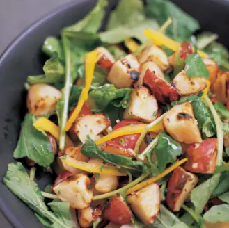 Grilled potato and arugula salad