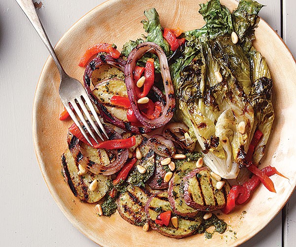 Grilled potato and escarole salad