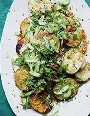 Grilled potato salad with mustard seeds