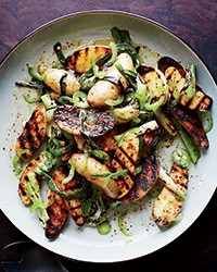 Grilled potato salad with scallion vinaigrette