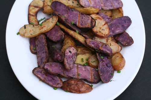 Grilled potato slices with salt and vinegar