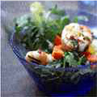 Grilled prawn, papaya & rocket salad