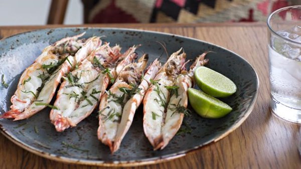 Grilled prawns with oregano & lime [Matt Moran]