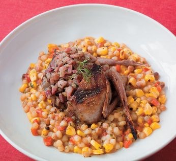 Grilled quail with fregola (Quaglie alla griglia)
