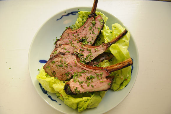 Grilled rack of lamb Asian salad