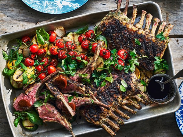 Grilled rack of lamb with demi-glace butter