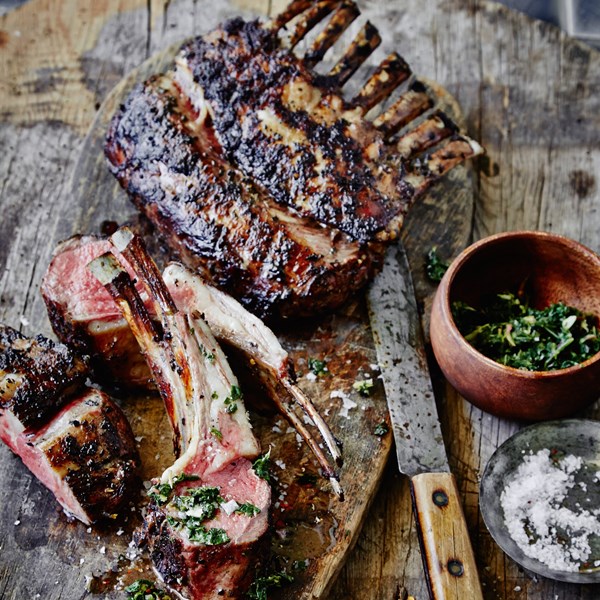 Grilled racks of lamb